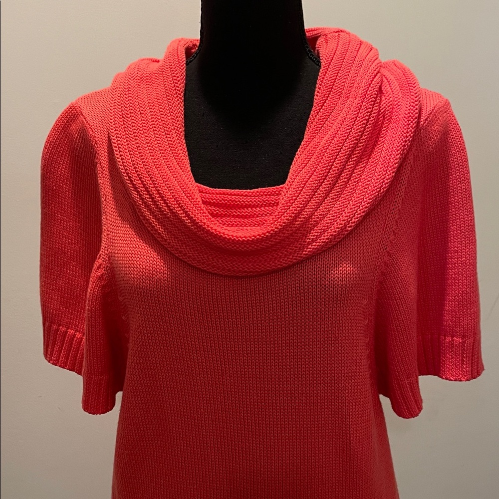 Design History Top Dress Women Size S Coral Soft Knit Cowl Neck Short Sleeves - Picture 3 of 13